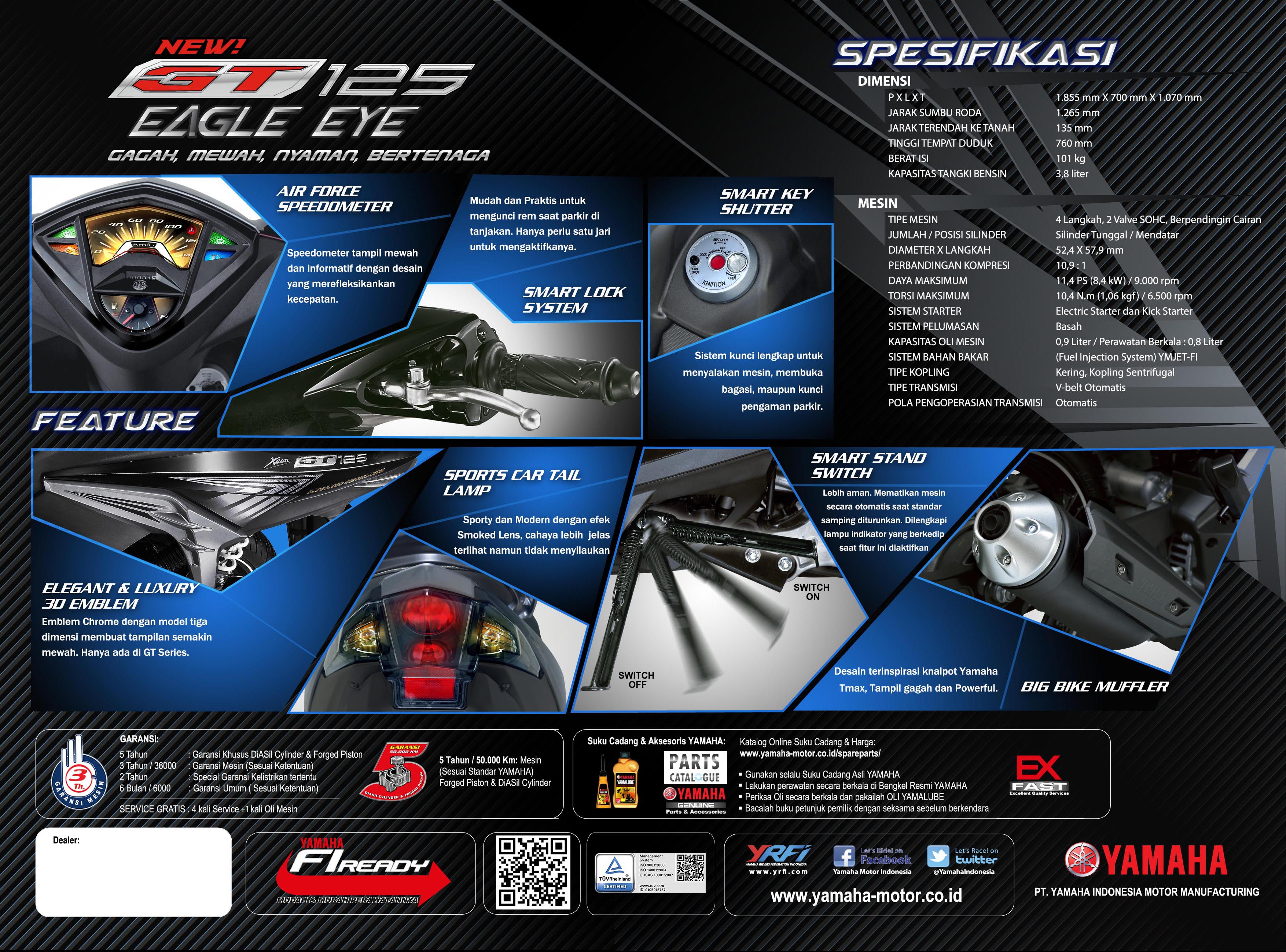 Fitur Dan Spesifikasi Mesin New GT125 Eagle Eye Gilamotor