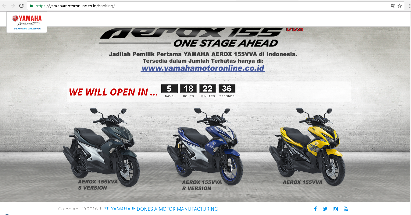 Inden Online Yamaha Aerox 155 Dimulai 9 Januari Gilamotor