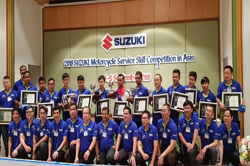 2018 Suzuki Motorcycle Service Skill Competition in Asia yang berlangsung di Bangkok Thailand diikuti oleh 28 peserta dari 11 negara di Asia Motor Suzuki